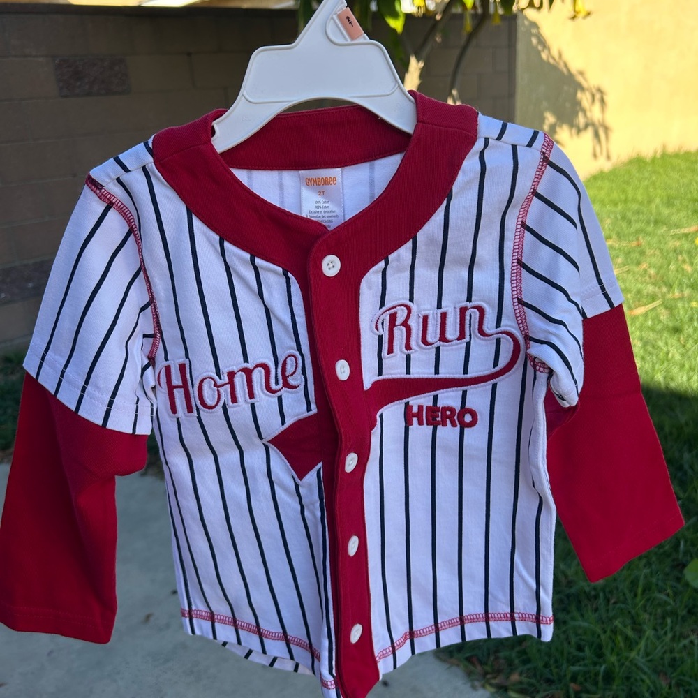 Gymboree Red and White Striped Baseball Jersey